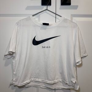 Nike Off-White Crew Neck Tee with Black Logo Tag